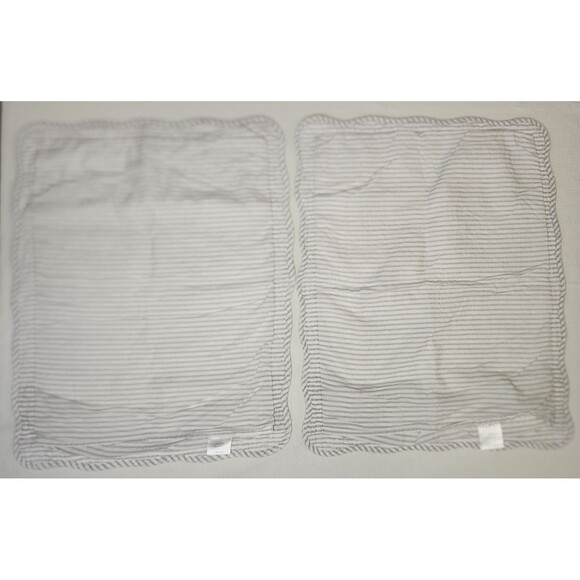 Home Classics Damask Floral Gray White Pillow Shams 20X26 In Wavy Striped Border - Picture 5 of 9